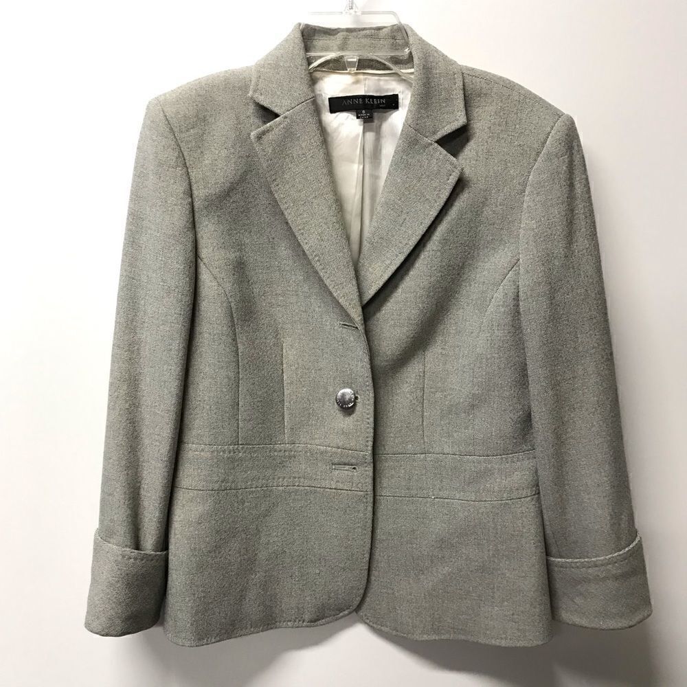 Anne Klein Grey Silk lined Business Jacket size 8